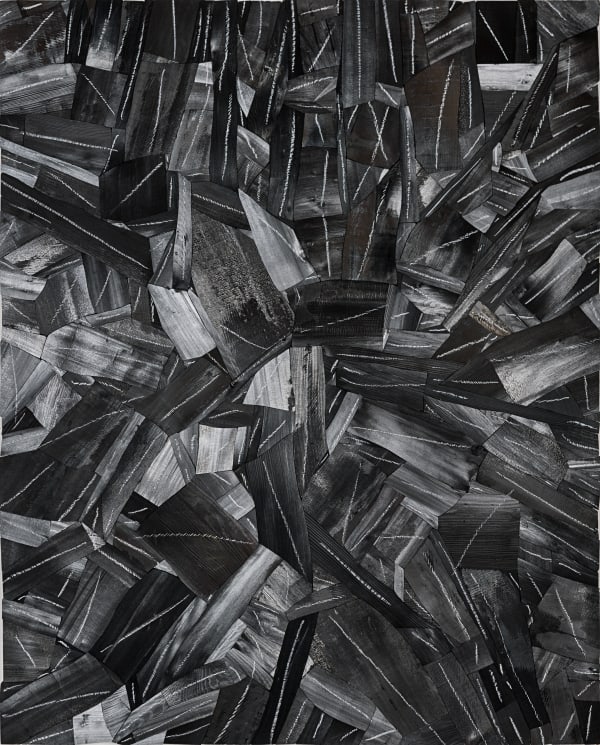 Issu du f eu, char coal on c anvas, 162x130cm, 2019