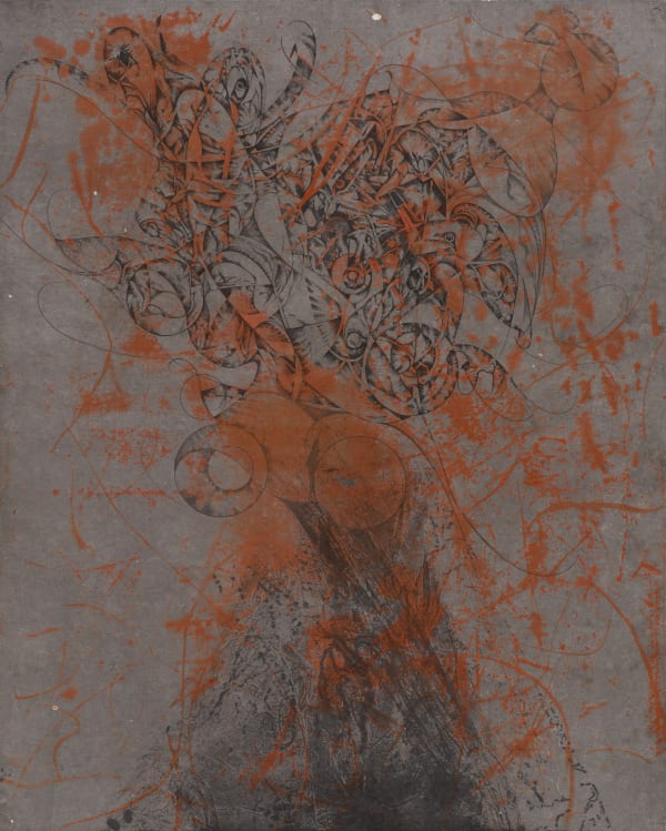 자장가 Lullaby, ink and cinnabar red ink on paper, 162x130cm, 2019