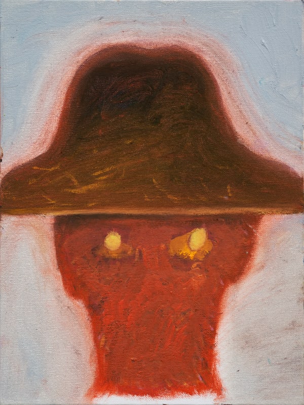 얼굴 Face, 2024, Oil, oil pastel on canvas board, 30 x 23 cm