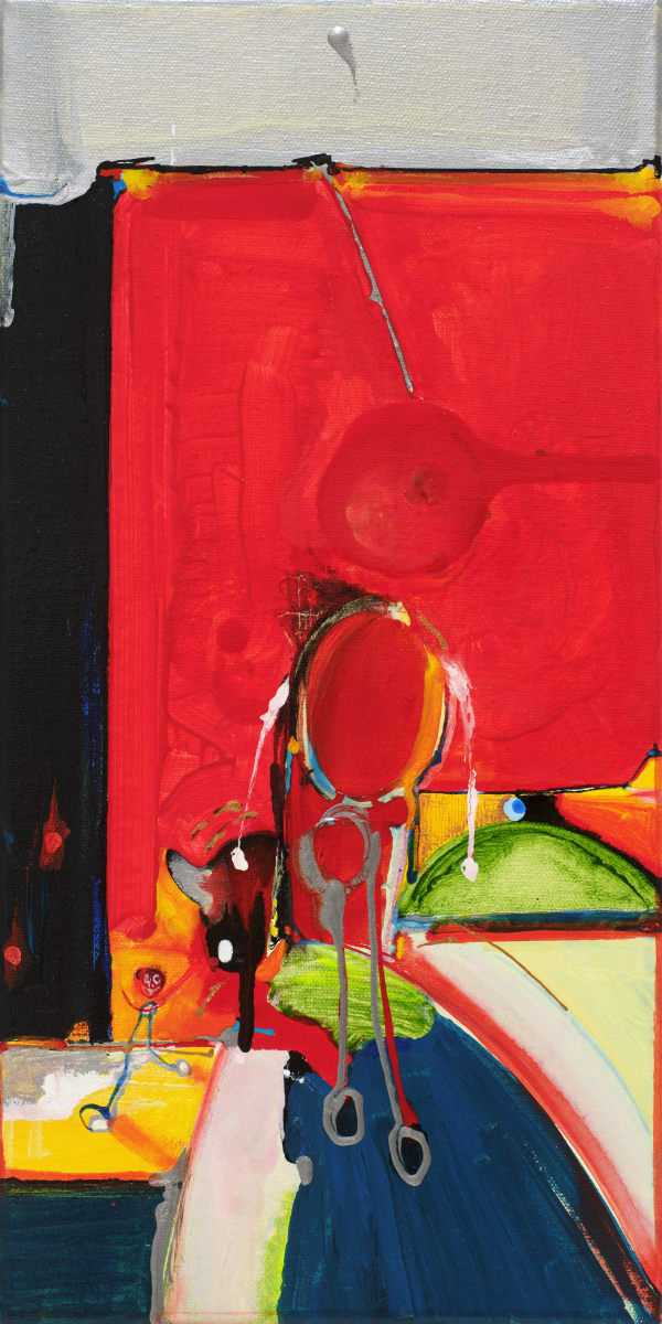 나는 부활이요 I Am the Resurrection, acrylic, animation paint, fabric ink, nail polish on canvas, 40x20cm, 2023