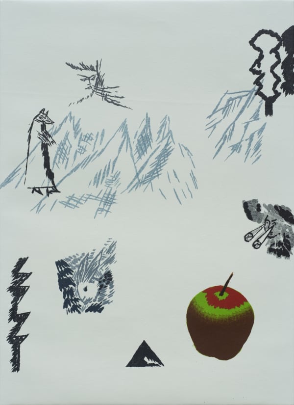 눈 위에 그린 그림 Drawing on Snow, watercolor on canvas, 72.7x53cm, 2025