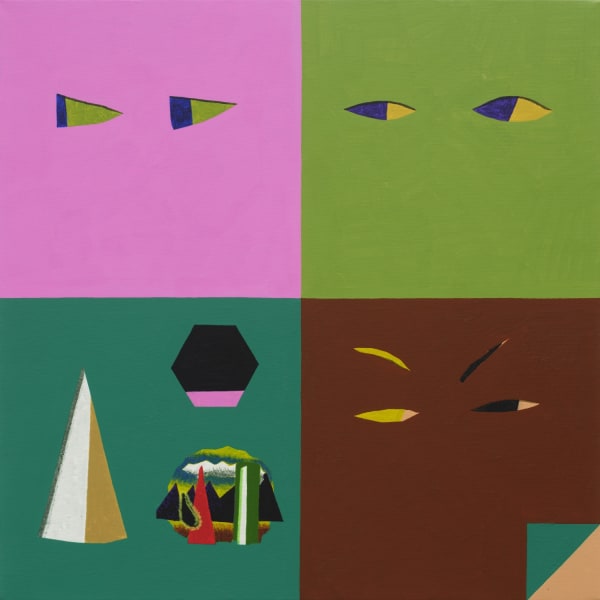 눈과 표정 Eyes and Faces, watercolor on canvas, 72.7x72.7cm, 2025