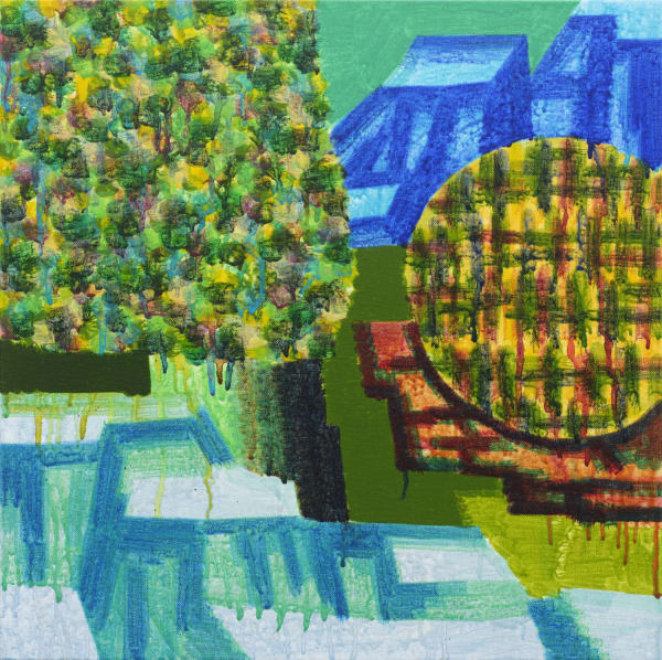 바위와 나무 Rocks and Tree, watercolor on canvas, 45.5x45.5cm, 2024