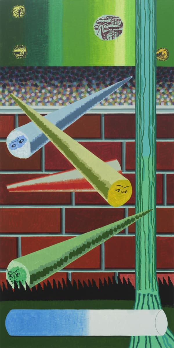 에메랄드 나무가 있는 정원 The Garden with the Emerald Tree, watercolor on canvas, 200x100cm, 2025