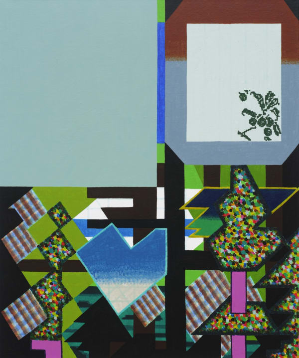 비스듬한 숲 Tilted Forest, watercolor on canvas, 72.7x60.6cm, 2025