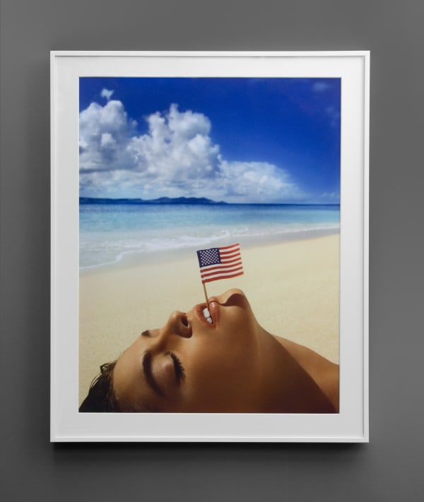 Albert Watson, Cindy Crawford with Flag, U.S. Virgin Islands, 1993