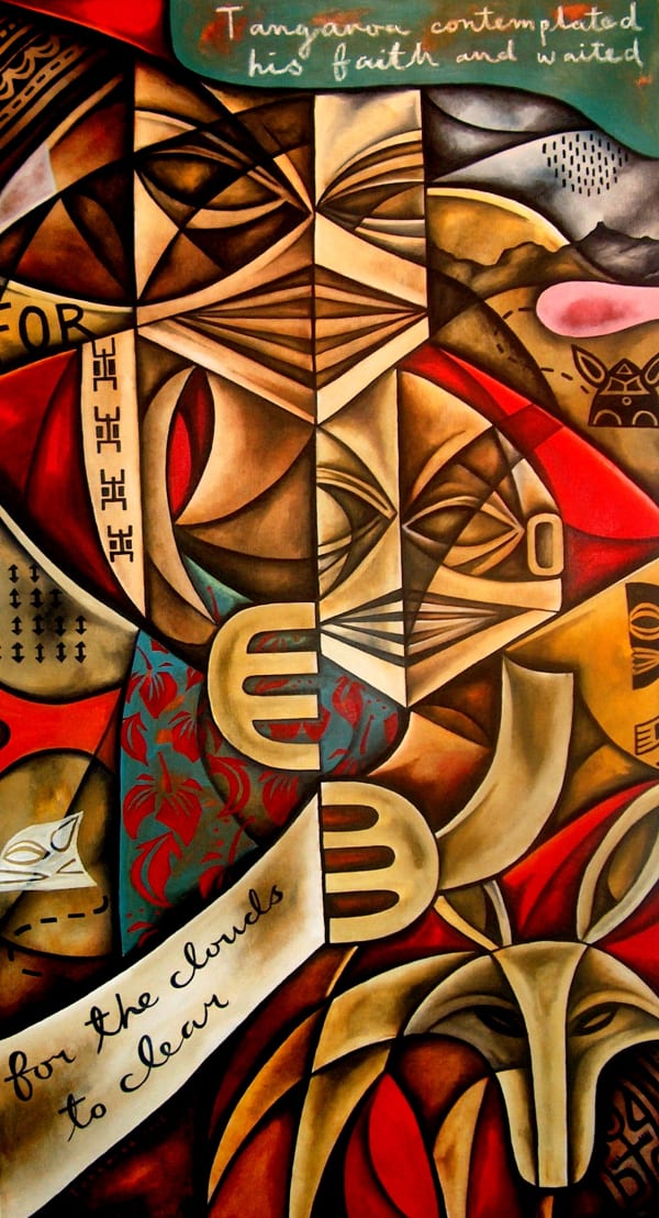 Mahiriki Tangaroa, Waiting for the Clouds to Clear, oil on canvas, 2005.