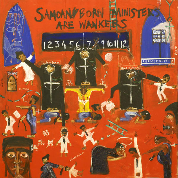 Andy Leleisi'uao, Honest to God, acrylic on canvas, 1500x1500mm.