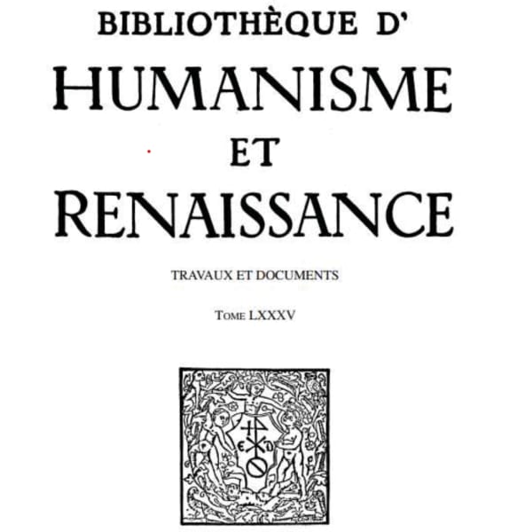 Book cover of the revue "Bibliothèque d'Humanisme et Renaissance", Geneva