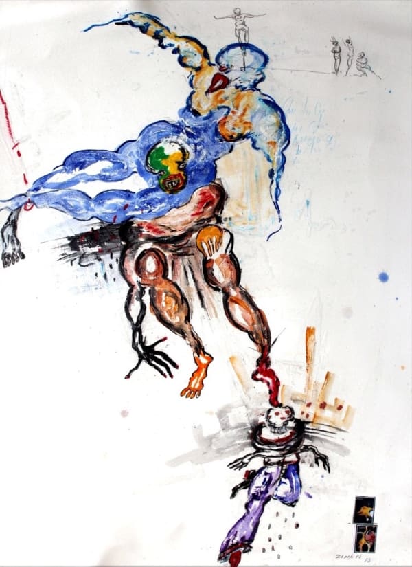 Dominique Zinkpè Fusion 2013 Natural pigment and pastel on paper 76 x 57cm