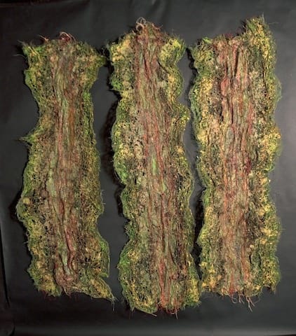 Nnenna Okore Crossing Over 2011 Burlap and handmade paper dye and acrylic 205 x 182cm