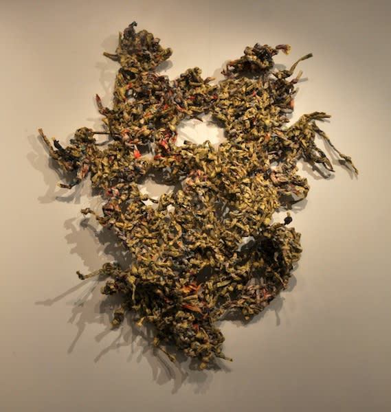 Nnenna Okore Fiber 2009 Yellow phone book pages and jute thread 150 x 135.5 x 17.5cm