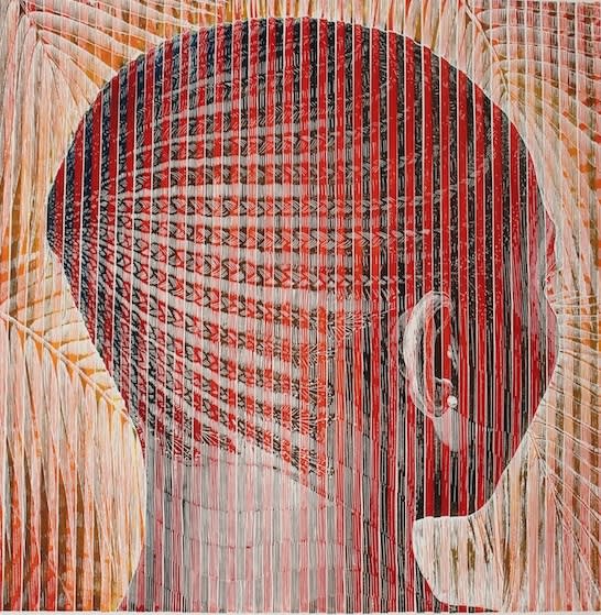 Gary Stephens Braids and Palms 2012 Linoleum print with string 94 x 94 x 6cm Edition 410