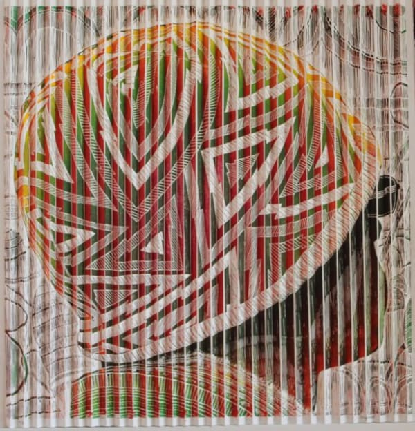 Gary Stephens The Zig Zag Hat 2012 Linoleum print with strin 85 x 85 x 6 Edition 58