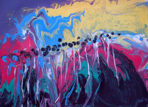 Gerry Nnubia Procession of Elders 2014 Acrylic on paper 56 x 38cm