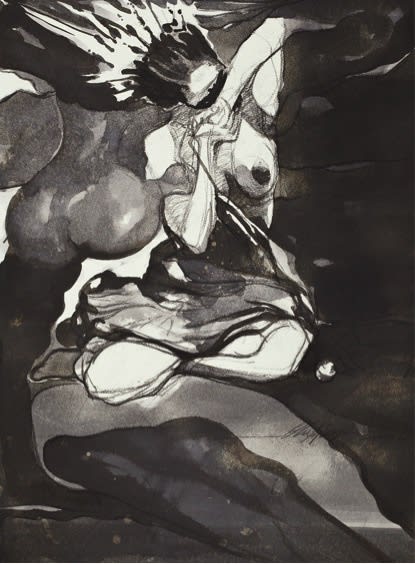 Olu Ajayi Female Form in Ascension 2009 China ink on paper 76 x 56cm