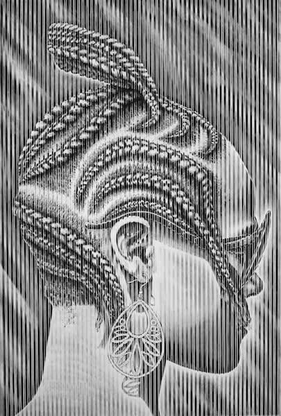 Gary Stephens Braids Earrings and Sunglasses 2013 Lino print 165 x 112cm