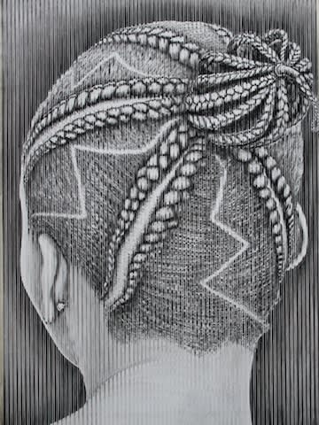 Gary Stephens Zig Zag Braids Lagos 2013 Lino print 190 x 150cm