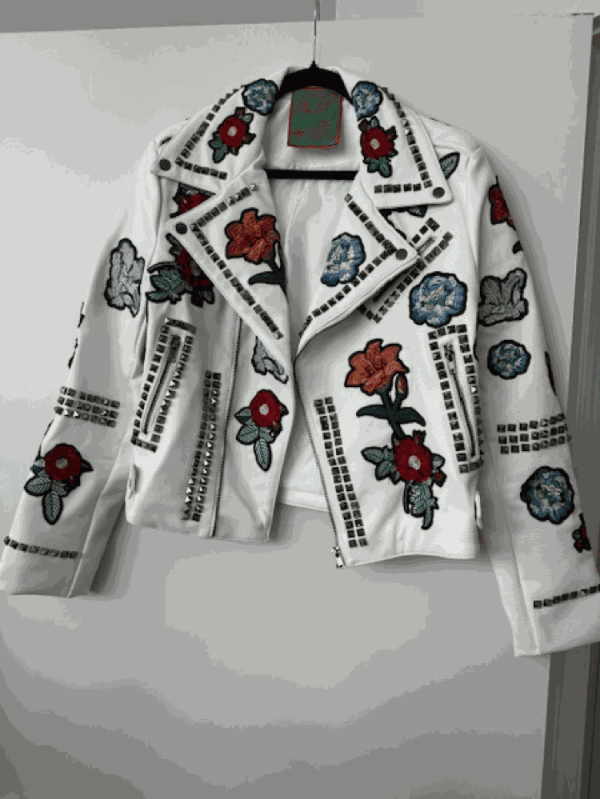 Flower Leather Jacket, Size L