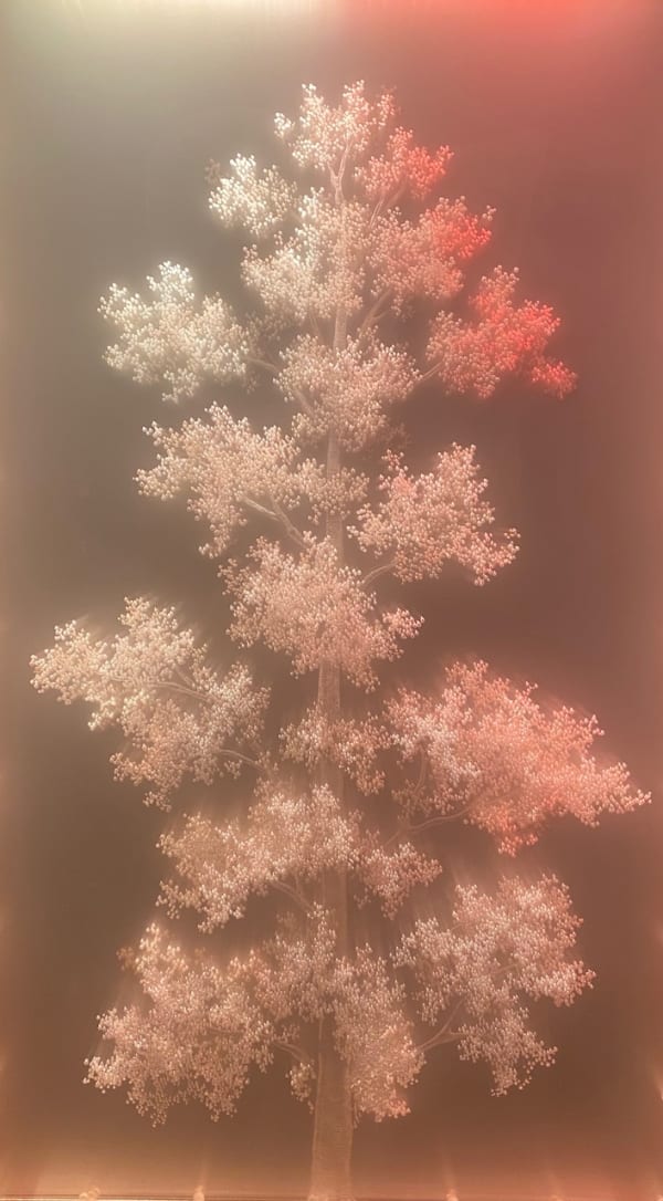 Tatyana Murray 1973 AUTUMN LEAVES, 2023 glass, acrylic, programmed led lights 62 x 35 x 5 in. 157.5 x 88.9 x 12.7 cm