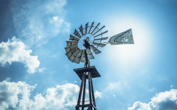 Windmill on blue, 2025