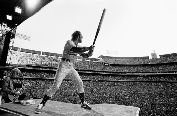 Terry O'Neill, Elton John Batting at Dodger Stadium