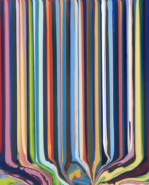 Ian Davenport, Colourcade: Red, Ultramarine Blue, 2015