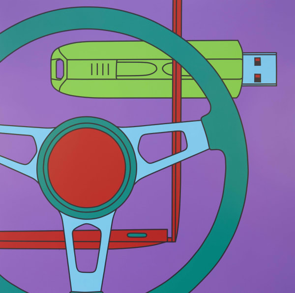 Michael Craig-Martin, Untitled (with steering wheel), 2022