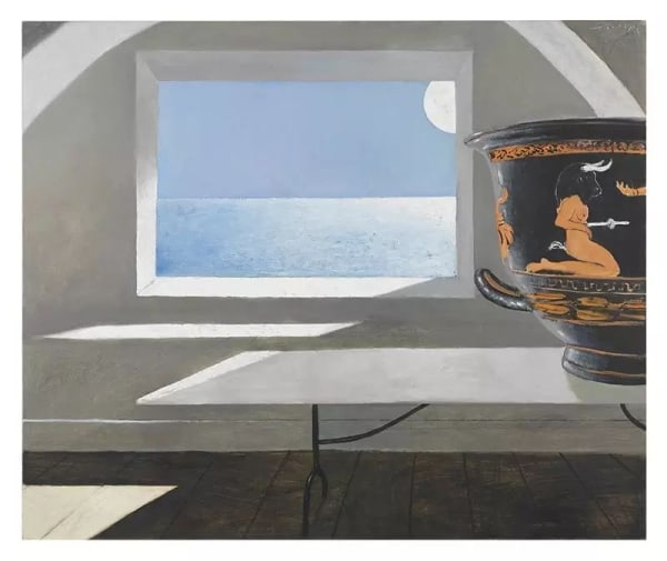 Julio Larraz The Asterion Code, 2013 Oil on canvas, 60 x 72 inches, Signed: Larraz (u.r.r) For sale at Surovek Gallery