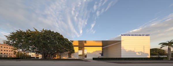 The Norton underwent a renovation, completed in 2019, that expanded the museum’s gallery and teaching space. "Norton Museum of Art front at dusk" by Nortonedits is licensed under CC BY-SA 4.0.