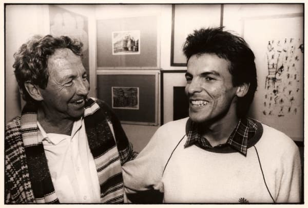 Robert Rauschenberg with the Cuban artist Bernal at the René Portocarrero Serigraphy Workshop in Havana. Coinciding with his personal exhibition of the ROCI project at the National Museum of Fine Arts, Casa de las Américas and Castillo de la Fuerza in Havana. 1988. This file is licensed under the Creative Commons Attribution 2.5 Generic license.