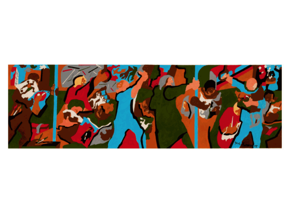 Jacob Lawrence New York in Transit 1, 1996 Gouache and pencil on paper, Sheet size:13 x 42 inches; 26 1/4 x 47 1/4 inches For sale at Surovek Gallery
