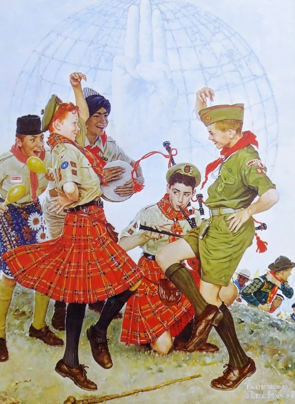Norman Rockwell A Good Sign All Over the World. Boys’ Life magazine cover, 1963