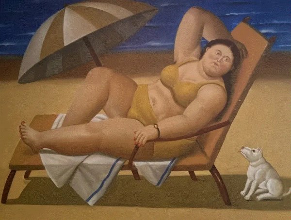Fernando Botero La Bañista , 2005 oil on canvas 52 x 67 in. Available at Surovek Gallery