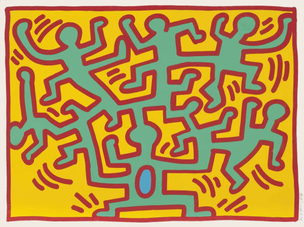 Keith Haring Growing, 1988 Sheet size: 30 x 40 1/8 inches Framed For sale at Surovek Gallery