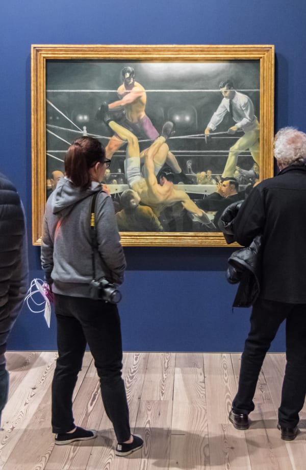 George Bellows seated in front of Dempsey and Firpo, 1924