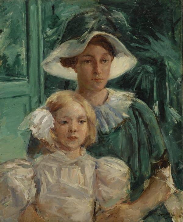 Mary Cassatt, Young Mother In A Floppy Hat And Green Dress With Her Child Outdoors, 1914. Sotheby’s pre-auction estimate is $1,500,000 — 2,500,000.