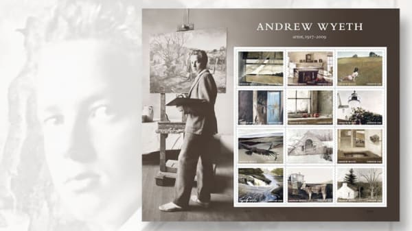 The Andrew Wyeth commemorative stamps will celebrate the artist’s birth centenary.
