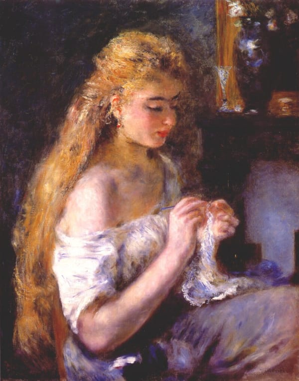 Pierre-Auguste Renoir Girl Crocheting, 1875