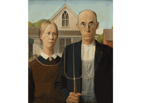 Grant Wood American Gothic, 1930 Oil on Beaver Board