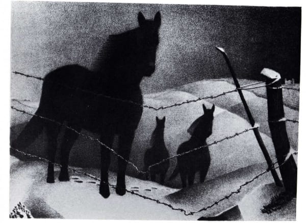 Grant Wood February 1940″ Lithograph, 8 7/8 x 11 3/4 inches, Edition of 250 Signed lower right: Grant Wood For sale at the Surovek Gallery