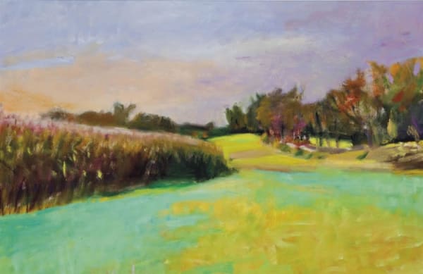 Wolf Kahn Off Pleasant Valley Road Oil on canvas, Size: 22 x 34, Framed Size: 34 x 46 For sale at Surovek Gallery