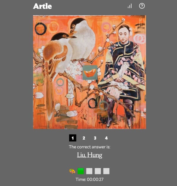 Once an artist’s name is revealed, the player can click links to detailed overviews of the works of art to learn more.