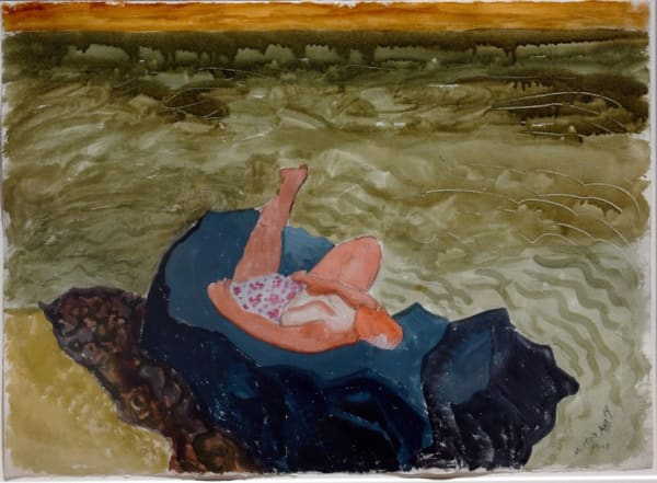 Milton Avery Man and Sea”, 1948 Watercolor, 22 x 30 inches, Signed: Milton Avery 1948 (l.r.) For sale at Surovek Gallery