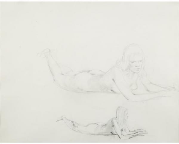 Andrew Wyeth Helga, Nude, 1973 Verso of double-sided work 23 3/16 x 29 inches Pencil signed: A. Wyeth For sale at Surovek Gallery