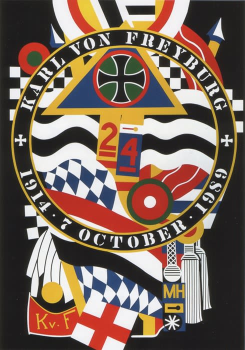 Robert Indiana The Hartley Elegies: The Berlin Series, KVF l, 1991 Silkscreen on paper 59 1/2 x 59 1/2 inches Edition of 50 Signed and titled: R. Indiana ’90 (l.r.) KVF (l.l.) For Sale at Surovek Gallery