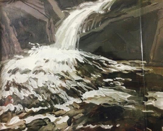 Neil Welliver Bear Hole Oil on canvas 72 x 72 inches Signed:Welliver (l.r.) For sale at Surovek Gallery
