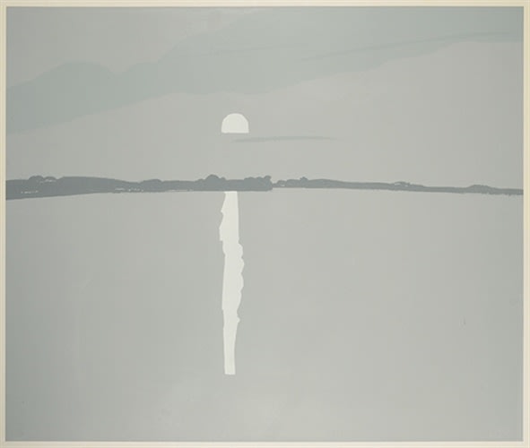 Alex Katz Sunset, Lake Wesserumett II, 1972 Screenprint in grays on paper Size: 29.9 x 36 in Signed “Alex Katz” in pencil l.r., numbered “4160” in pencil l.l. For sale at Surovek Gallery