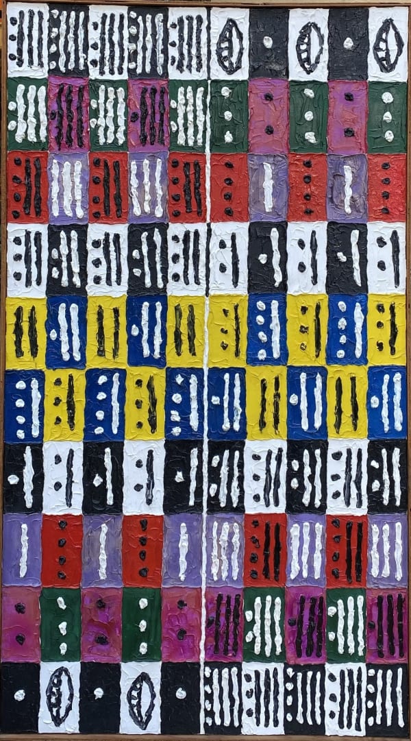 Alfred Jensen Two Less, Two More, 1960 Oil on canvas 54 x 30 inches Signed, titled, dated verso Available at Surovek Gallery