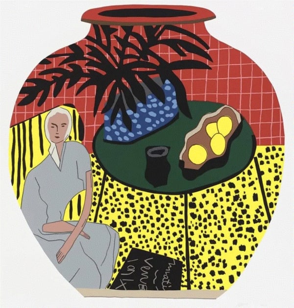 Jonas Wood Matisse Pot #4, 2019 18-colour screen print on Rising Museum Board 34 x 32 inches 23/50 Available at Surovek Gallery